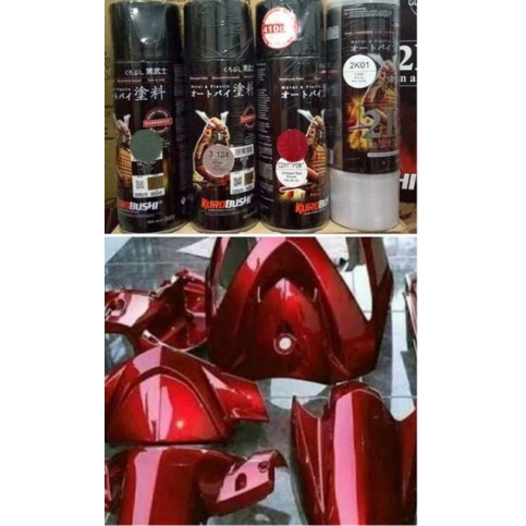 Samurai Paint Paket Brilliant Red /Merah Candy /Candy Red, Cat Semprot Tahan Bensin