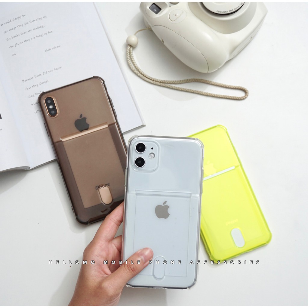 Soft Case iPhone Card Slot Casing Anticrack Holder Simpan Kartu Softcase Anti Crack Penyimpan Kartu