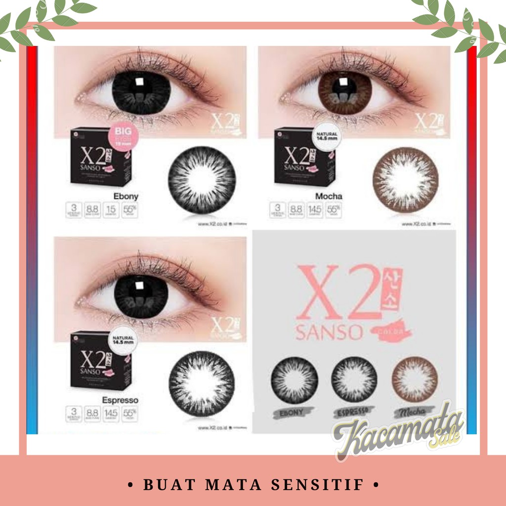 kontak mata / lensa kontak / softlens x2 sanso color hitam black minus normal mata sensitif