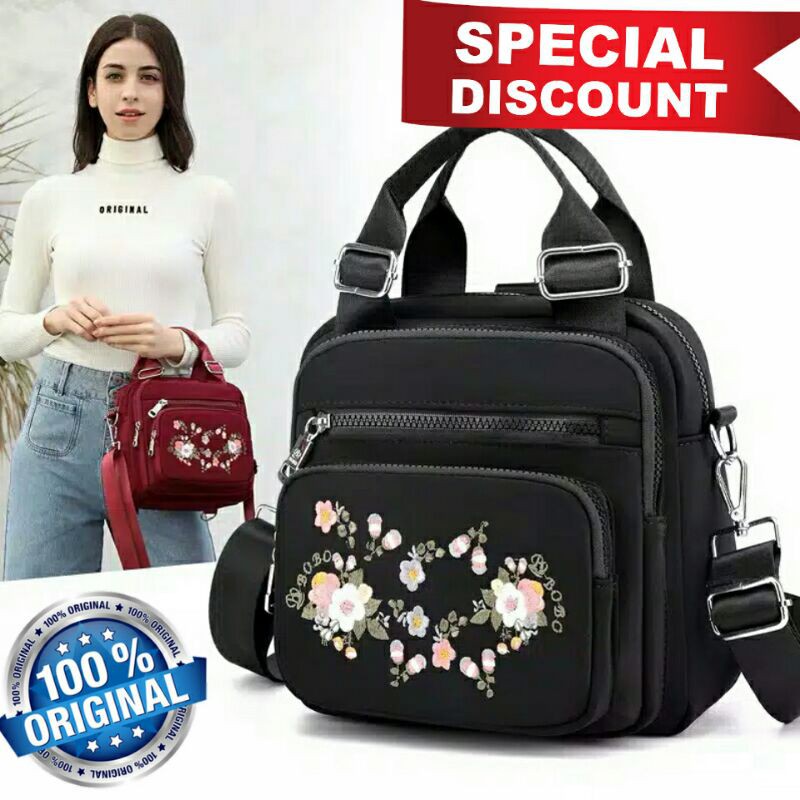 Original Tas Wanita Import Jinjing dan Selempang CHIBAO BOBO Mini  Bordir Bunga 3 in1 SUPER Terbaru