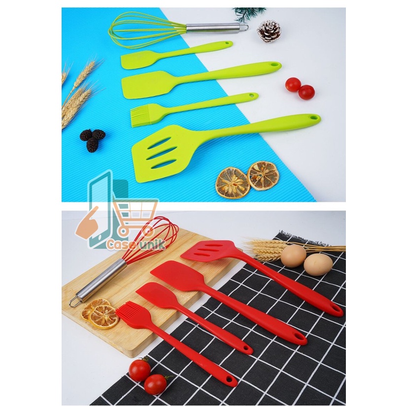 RT81 ALAT MASAK BAHAN SILIKON SILICONE UTENSIL SPATULA COOKING BAKING PROPS SET 5PCS PERALATAN MASAK 5 IN 1 TAHAN PANAS BPA FREE CS3946