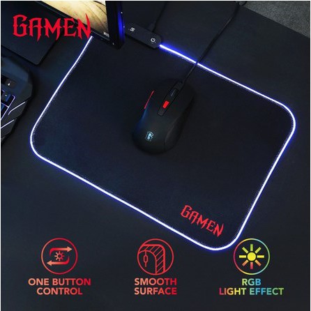 ITSTORE GAMEN GP-Halo Gaming Mousepad RGB Lighting Anti-Slip Rubber Base Black mouse pad