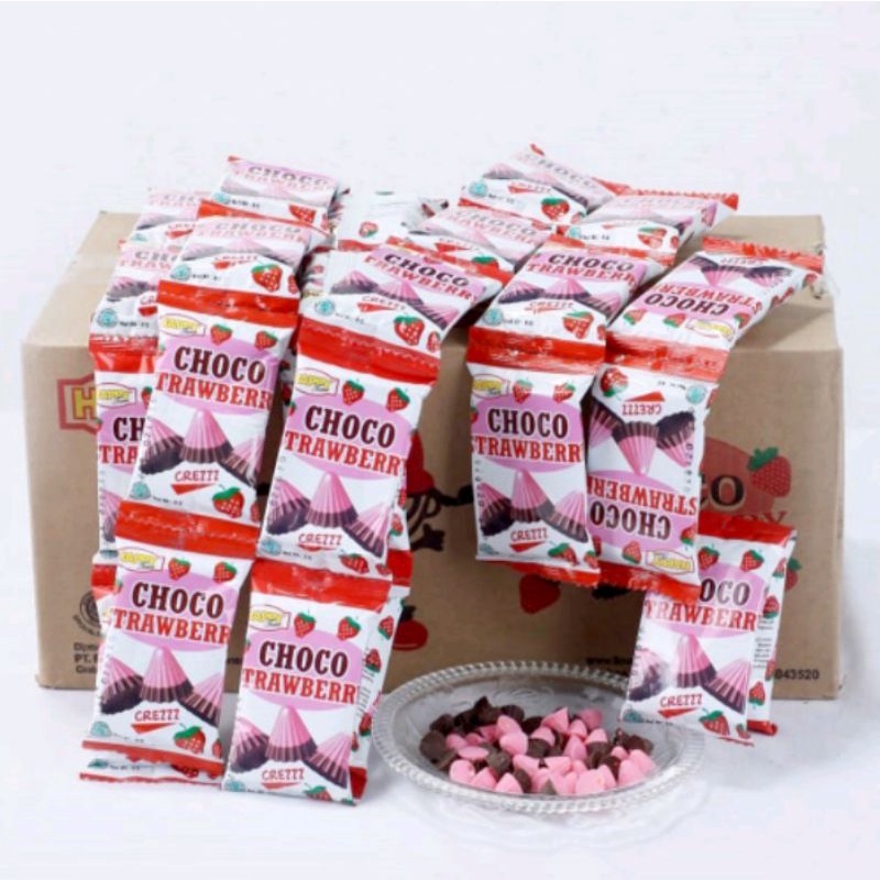 Biskuit Happy Time Choco Biscuit - Panda Chips Strawberry - Cokelat 8 gr By Crr