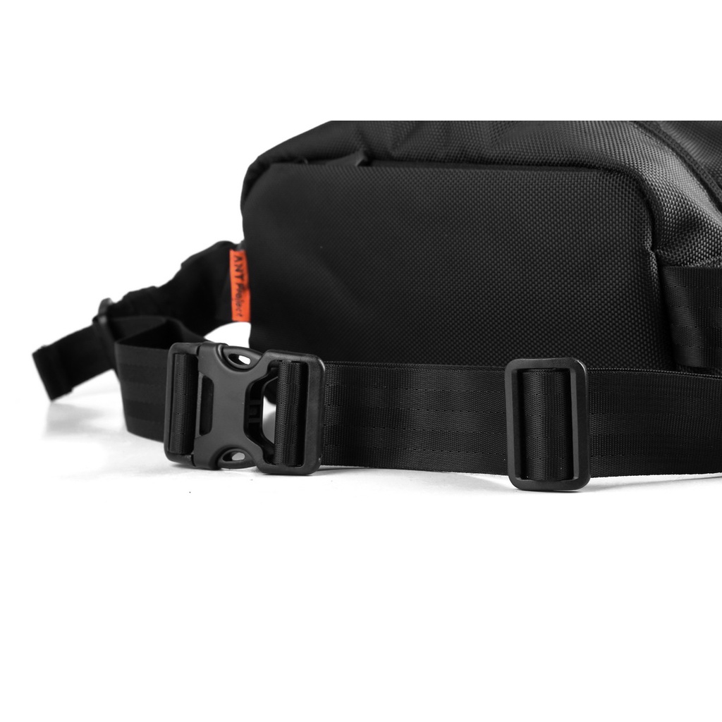 ANT PROJECT - Waistbag Pria APOLLO Full Black - Tas Slempang - Water Ressistant