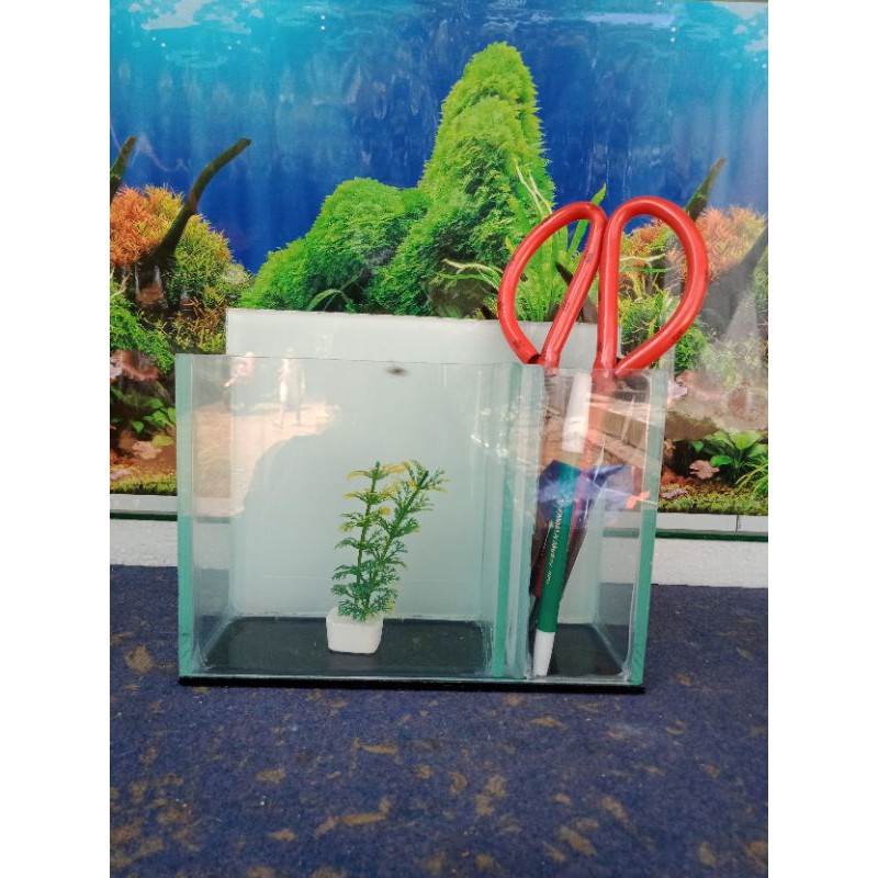 

Paket Aquarium plus tempat pensil di meja kantor