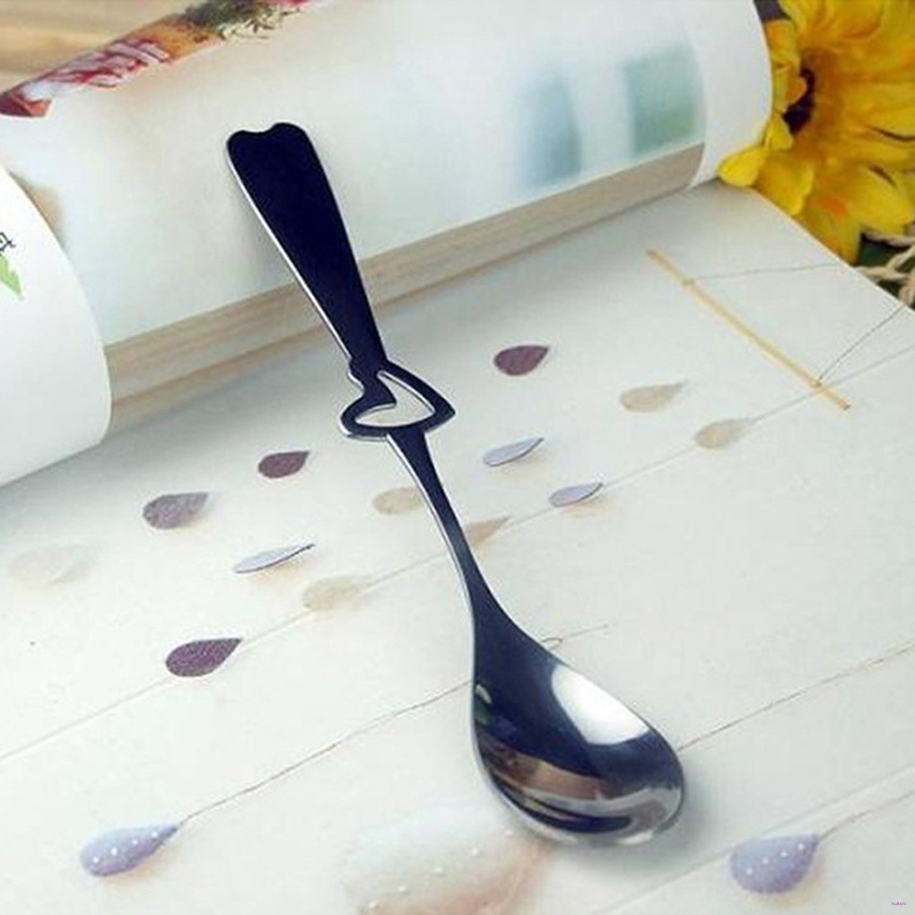 [READY STOCK] Hollow Heart Long Handle Stainless Steel Tea Coffee Stir Spoon Desserts Snacks Dinnerware Porcelain Teaspoon