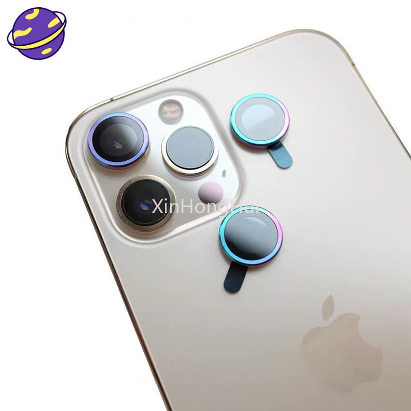 IPhone 11 12 Pro Max Warna-warni Bingkai Perlindungan Lensa Kamera Belakang Film Cocok Untuk 12mini Definisi Tinggi Tahan Gores Eagle Eye Circle