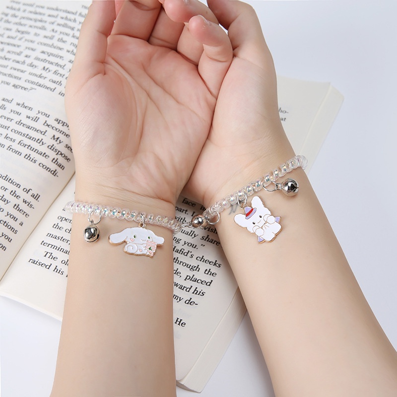 Gelang Couple Tali Telepon Motif Kartun Untuk Hadiah Pasangan/Gelang Magnet Desain Kuromi Cinnamoroll Untuk Pria Dan Wanita