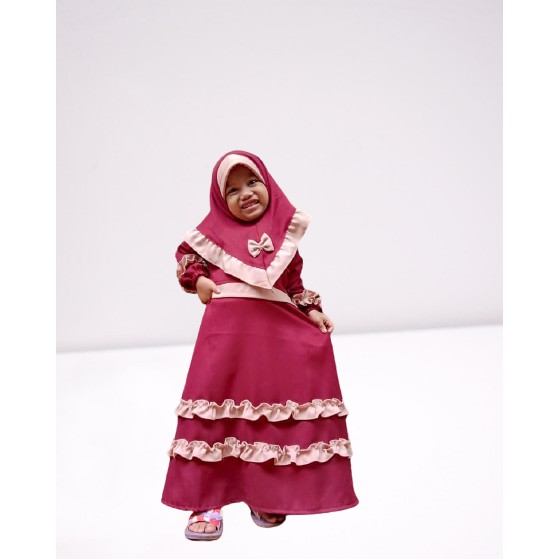 TASYA SYARI KIDS 3 - 4 TAHUN Kain MOSSCRAPE Gamis Anak Perempuan Dress Anak Murah Gamis Syari Set