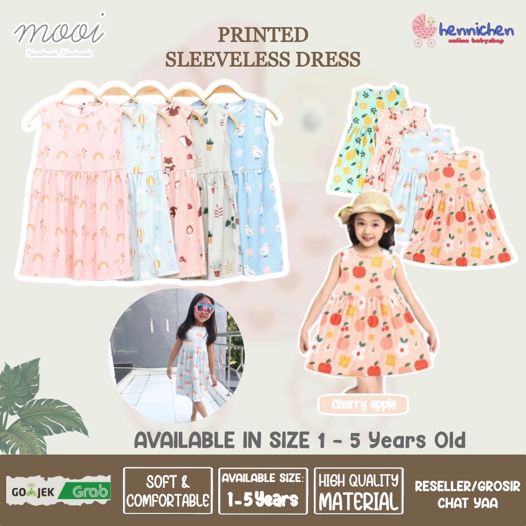 PROMO 7.7 PROMO BAJU LEBARAN MURAH MOOI DRESS ANAK PEREMPUAN PRINTED SLEEVELESS DRESS DRESS PRINT MOTIF 1-5 TAHUN