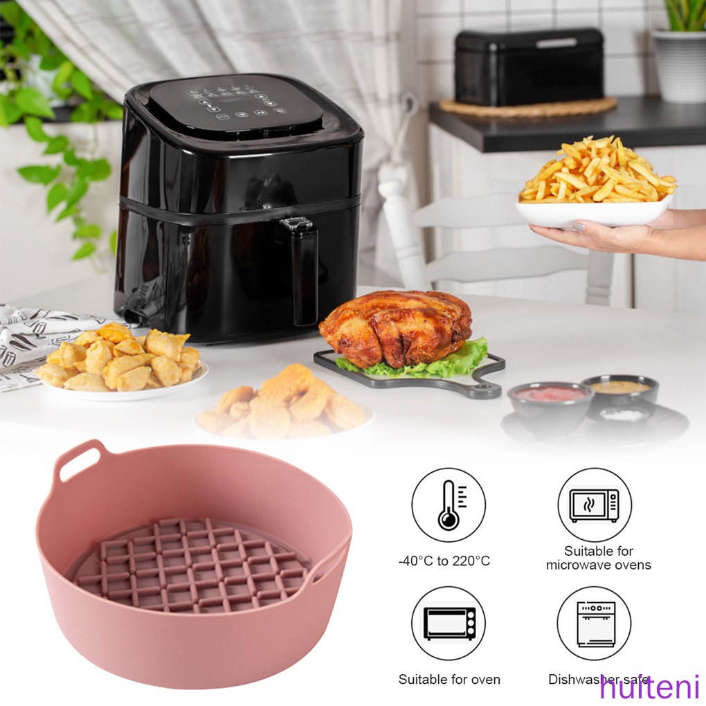 (Huite) Loyang Silikon Tebal Bentuk Persegi Warna Pink Untuk Bbq / Air Fryer / Oven / Microwave