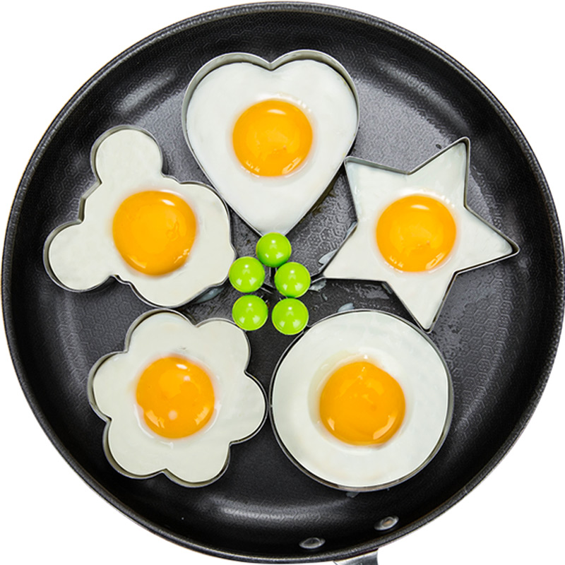 Stainless Steel Fried Egg Pancake Shaper Omelette Mold /Heart Round Flower Frying Egg Cooking Mold Kitchen Accessories Gadget Rings