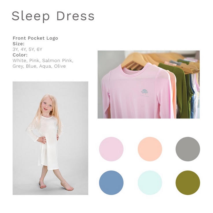 Pimallow Sleep T-Shirt Dress - T-Shirt Dress Tidur Anak Perempuan Lengan Panjang Baju Tidur Anak Perempuan
