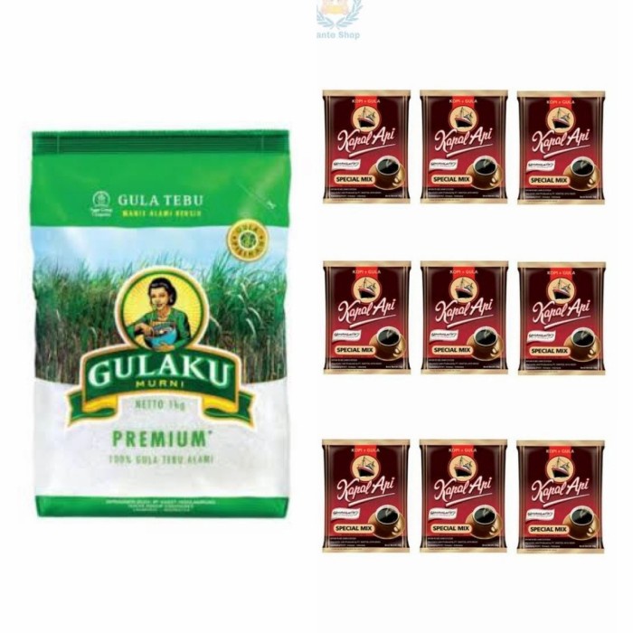

Gulaku 1 KG Premium + Kapal Api Sachet 5