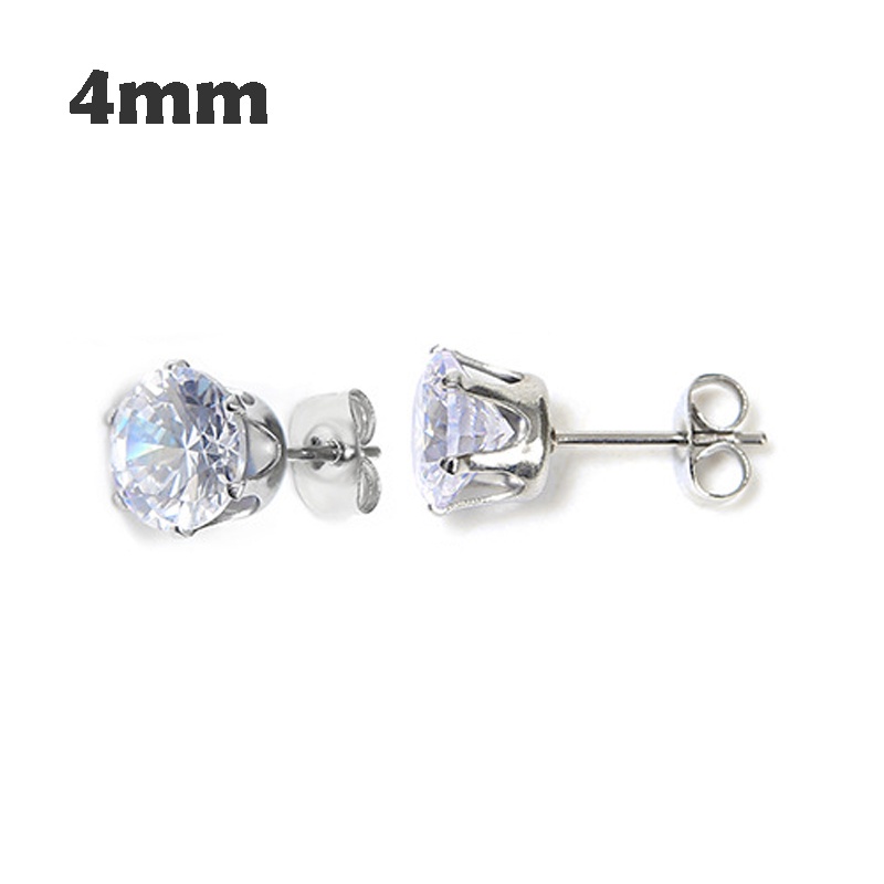Two Penggunaan Tulang Rawan Tragus Anting Stainless Steel Mode Kristal Anting Zirkon Mini-4mm