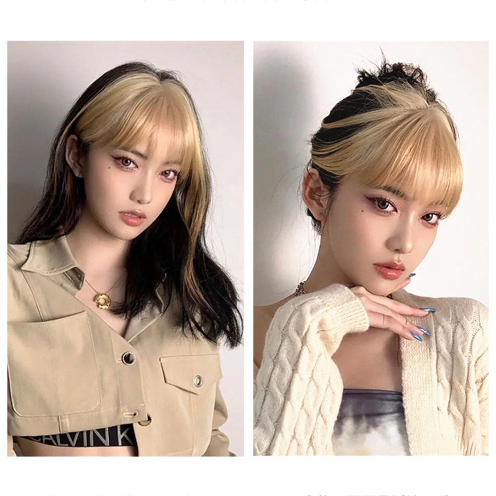 Poni Wig Poni Emas Wanita | Patch Tambahan Garis Rambut Tak Terlihat
