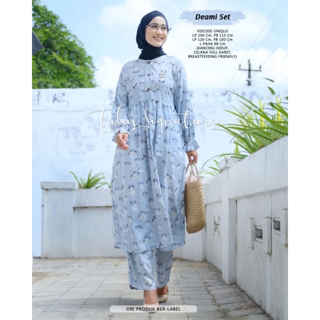 Set wanita motif premium / Deami set by tulus signature / Setelan wanita muslimah modern