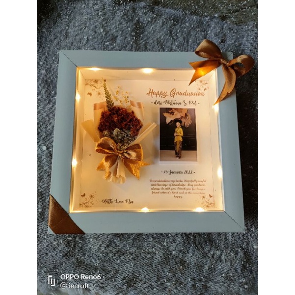 1 HARI JADI Flower in Frame Polaroid Frame 20x20 cm Kado Pernikahan Kado Ultah Kado Ulang Tahun Kado Wisuda Kado Tunangan Kado Unik