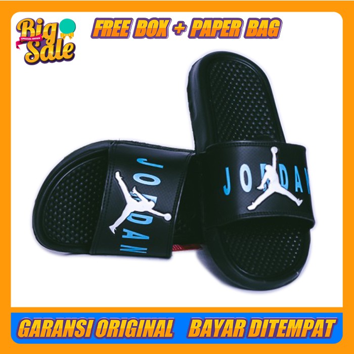 SANDAL PRIA SANDAL SLOP FLIP FLOP PRIA SANDAL COWOK IMPORTNIKE BENASSI AIR JORDAN HITAM LIST BIRU