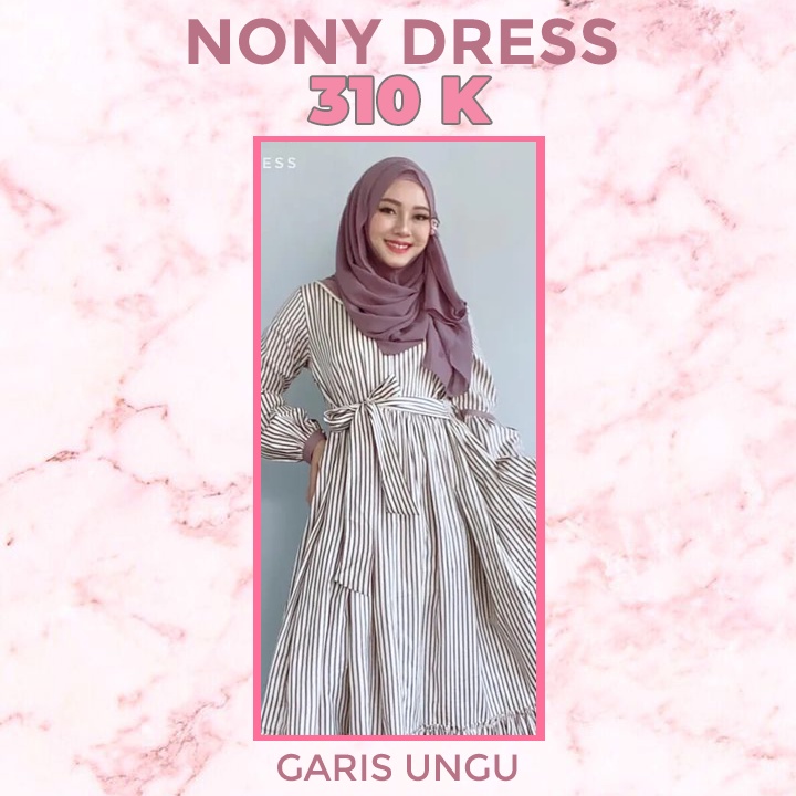 Roris Fasion Nony Dress | Garis Ungu | Gamis untuk remaja dan dewasa