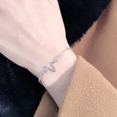 Gelang Rantai Unisex Couple Charm Electrocardiogram Fashion Korea Aksesoris Fashion