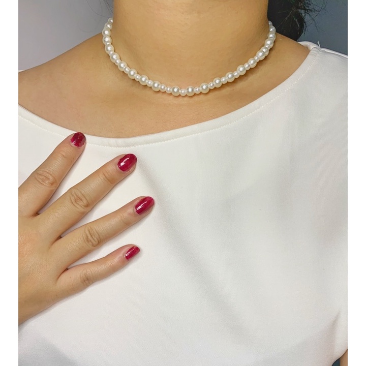 Kalung mutiara ringan | necklace pearl beads | choker | kalung manik korea idola