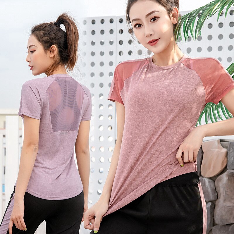 Kaos T Shirt Wanita  Model Longgar Quick Dry untuk Olahraga  