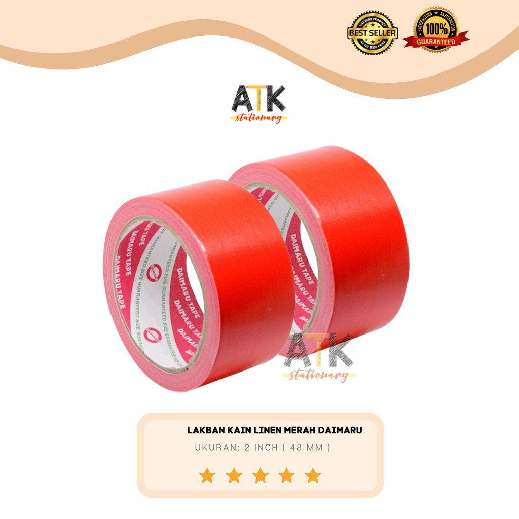 

Lakban Kain Merah Linen 48 mm x 12meter / Lakban Jilid Merah Daimaru atk