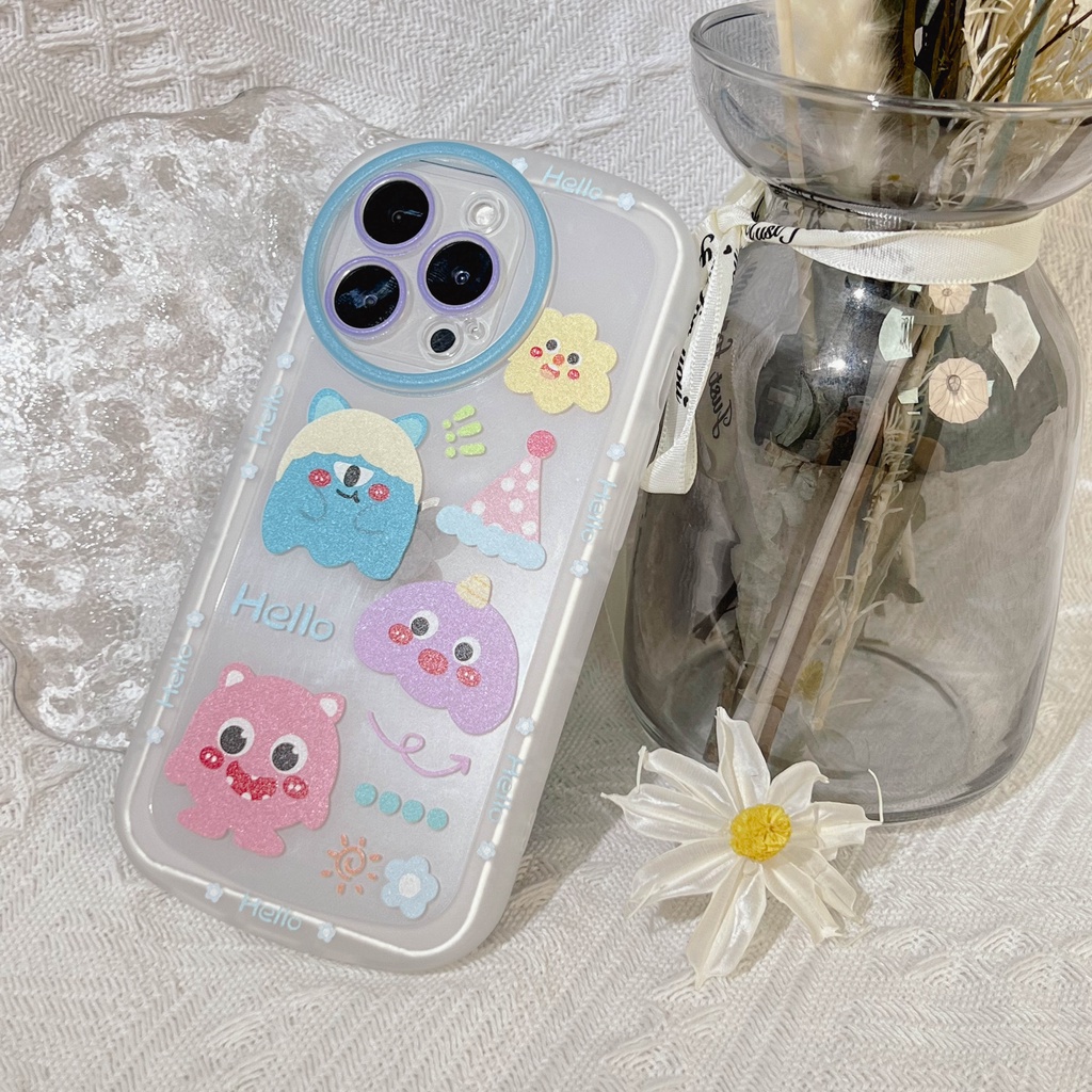 Soft Case TPU Transparan Motif Three Little Monsters Untuk iPhone 13pro 13prm 11 7Plus 8Plus Xr XS 13 12pro Max