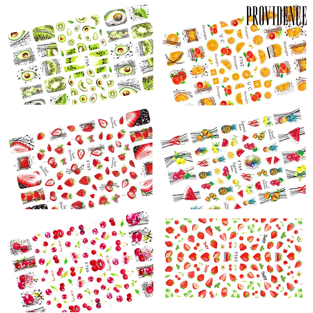 Providence 11Pcs/Set 3D Nail Fruit Sticker Multiple Shapes Various Patterns Ultra Thin Fruit Sticker Strawberry DIY Water Transfer Decal for Summer