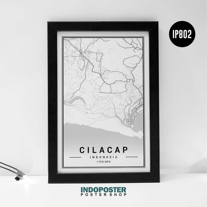Poster Hiasan Dinding Peta Kota Cilacap Jawa Tengah PIPIMOCI A3 45X30cm