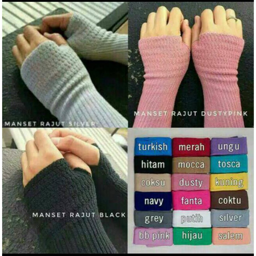 Handsock tangan rajut jempol sepasang MANSET RAJUT JEMPOL