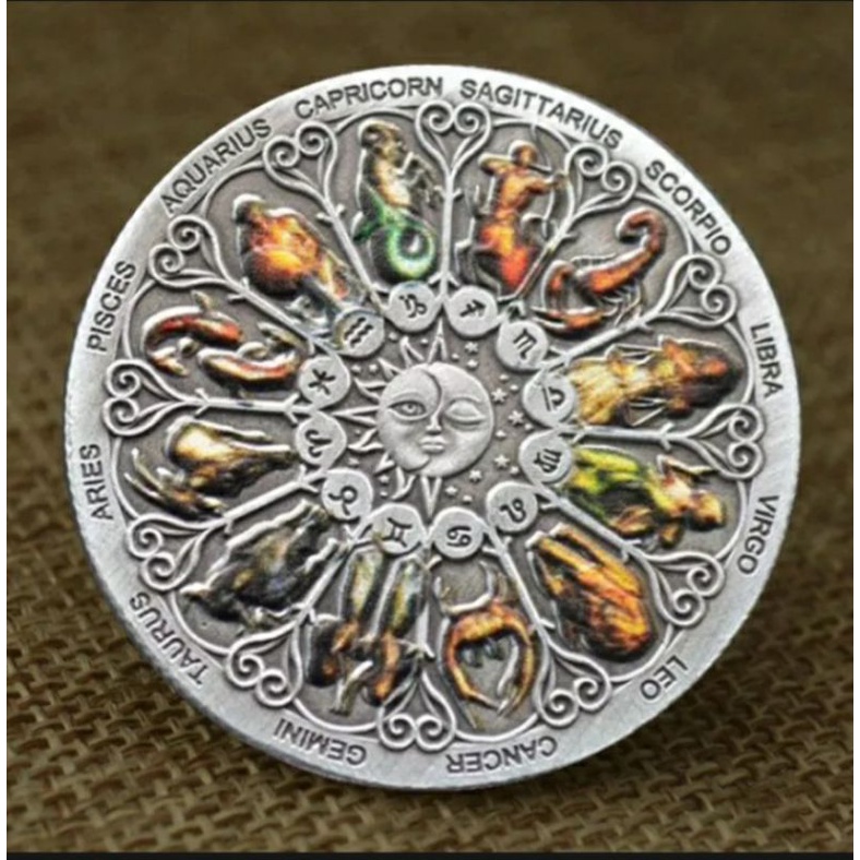Coin zodiak perak,koin perak souvenir rasi bintang koin souvenir