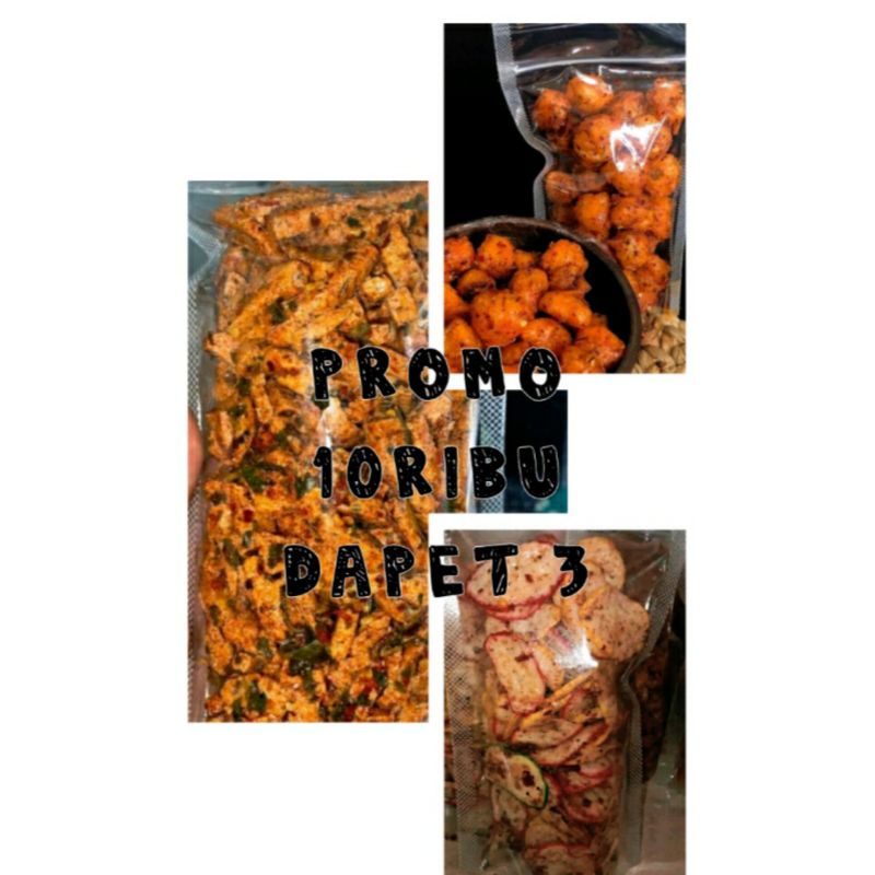 

10Ribu dapat 3bungkus(basreng sebring siomay kering)mik pedas daun jeruk