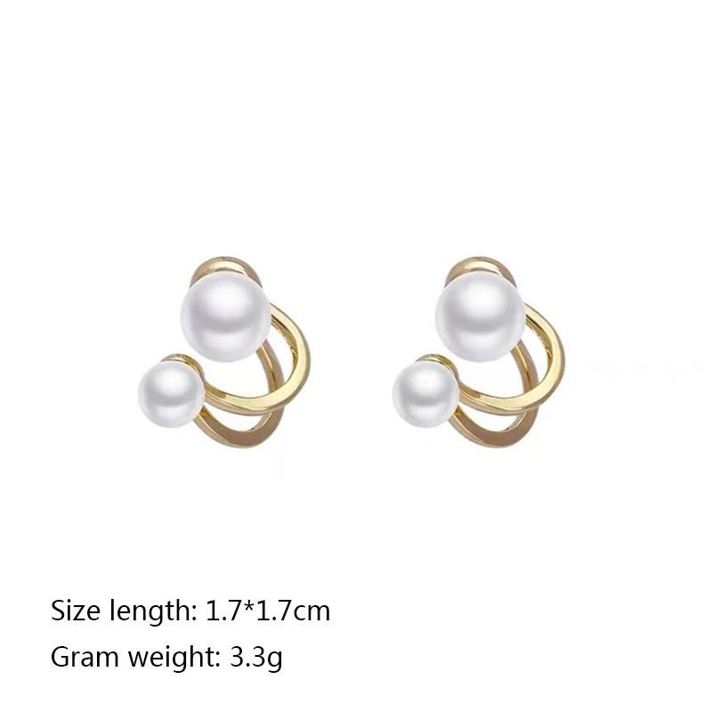 Anting Stud Mutiara Imitasi Model Lengkung Tidak Teratur Warna Emas Gaya Korea Untuk Perempuan