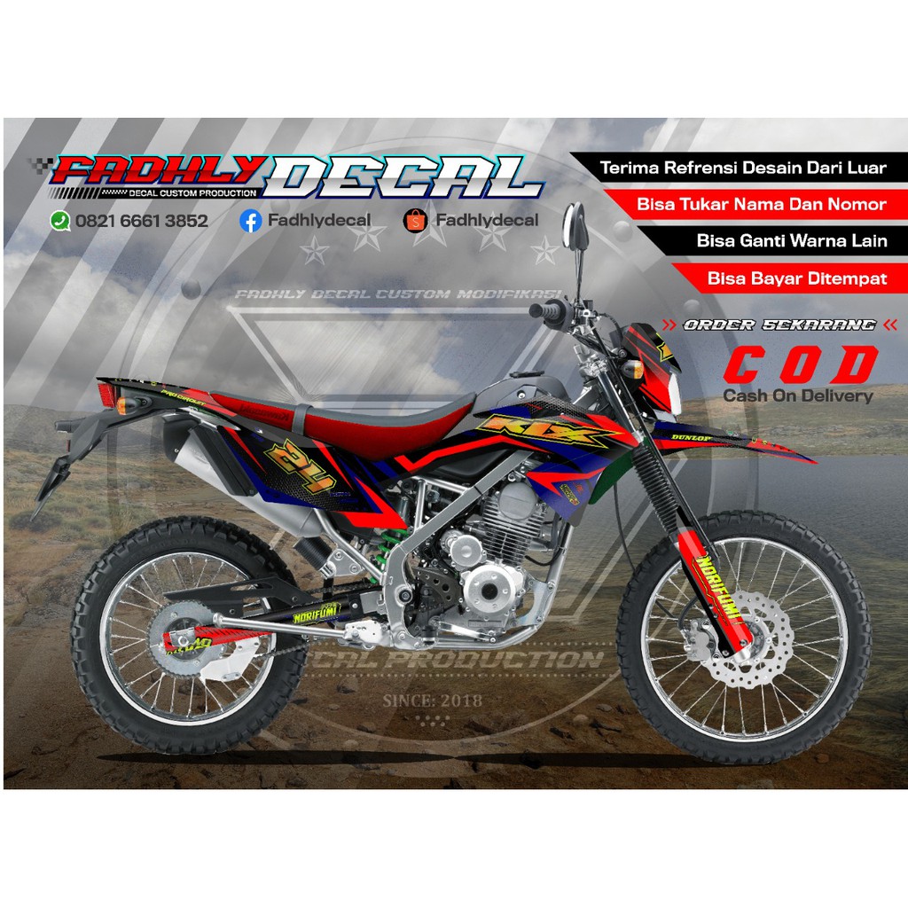 Decal dekal Sticker KLX BF Merah Biru Stiker Fullbody keren