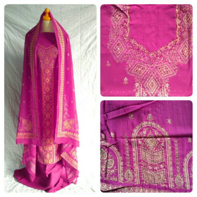 Kain saree/ sari India Henna ungu