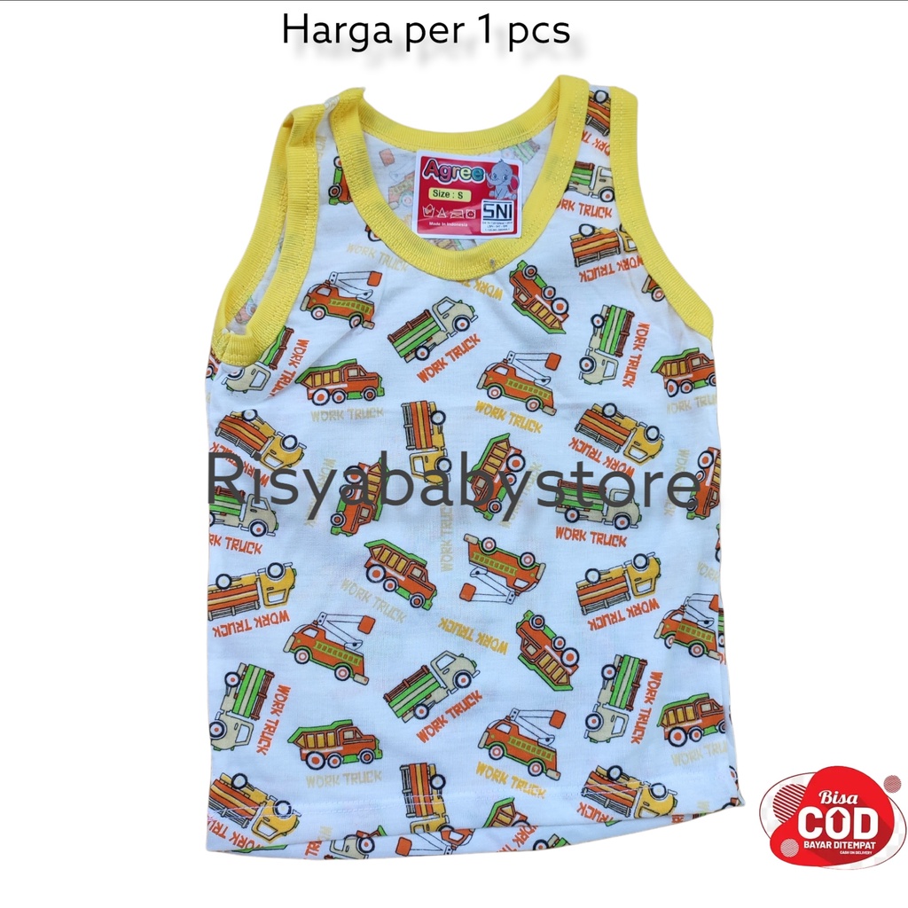 kaos Singlet anak bahan katun halus motif print / Baju anak kaos tanpa lengan ukuran S.M.L.XL