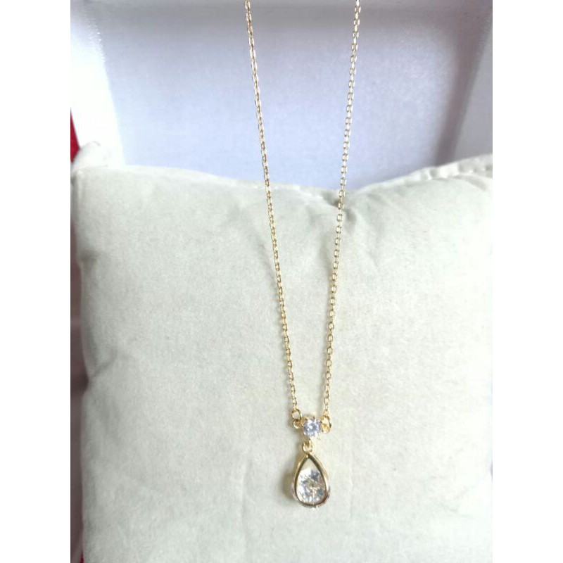 kalung perak permata satu