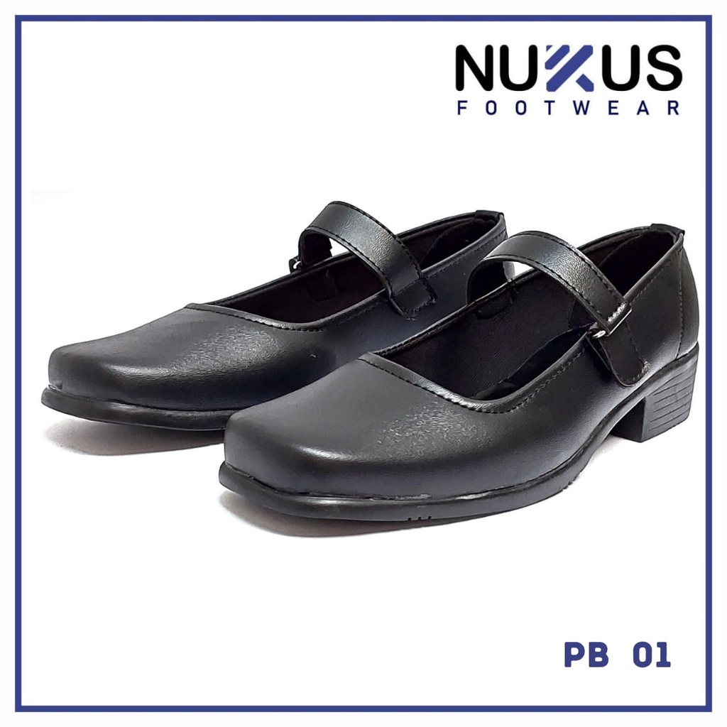 Nukus Sepatu Pantofel Paskib Wanita Hitam dan Putih - P03 GB