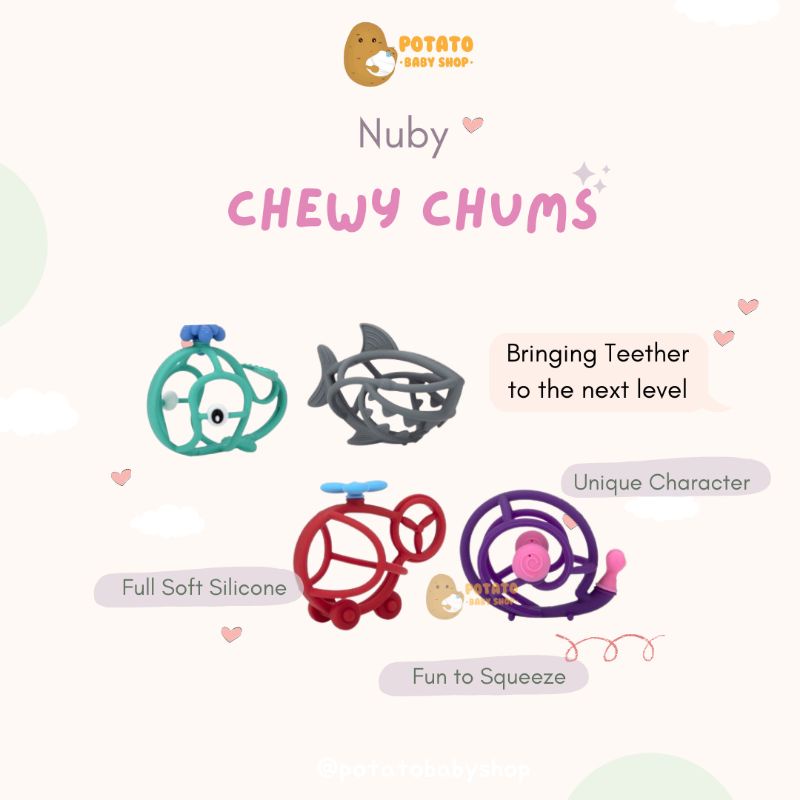 Nuby Chewy Chums Teether - Gigitan Bayi 3m+