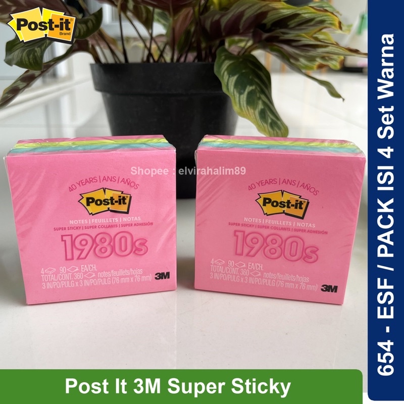 

Post It 3M 654 ESF Sticky Notes 76 mm x 76 mm (4PAD/Pack) isi 360 Lbr