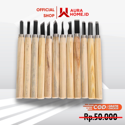 Set Pisau Ukir Pahat Kayu 12 in 1 Wood Carving Knife / Alat Ukir Ukiran Pahat Pemahat Pengukir  Kayu
