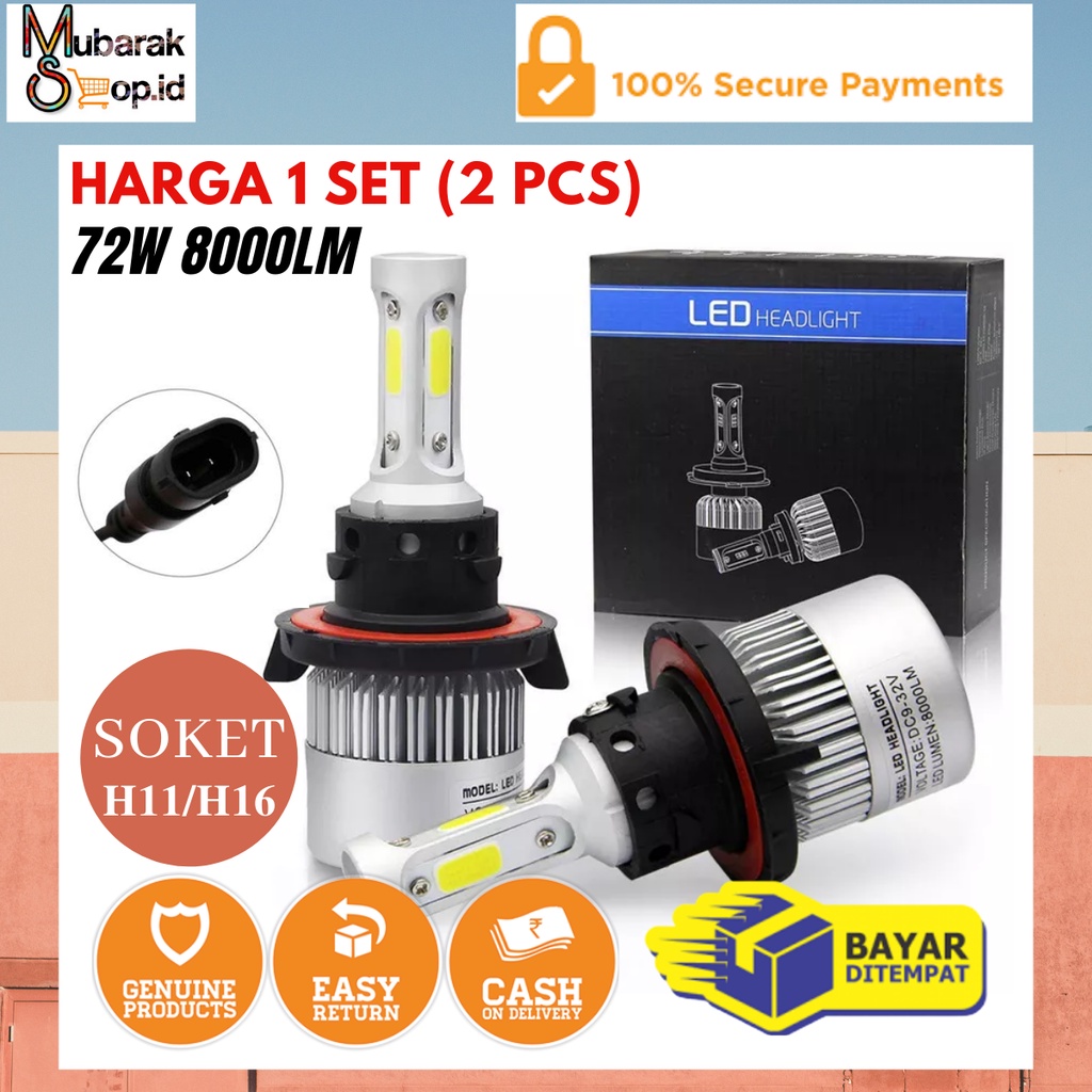 LAMPU LED H11 HEADLAMP MOBIL S2 CHIP Lampu Utama Mobil LED H11 Lampu Mobil LED COB Headlight 8000LM 