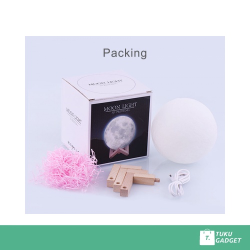 Lampu Tidur Aesthetic Bulan 3D Printed Moon Night Light Lamp