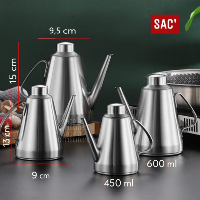 misi- TORON Oil Kettle Stainless 304 Oil Pot Tempat Simpan Minyak Goreng