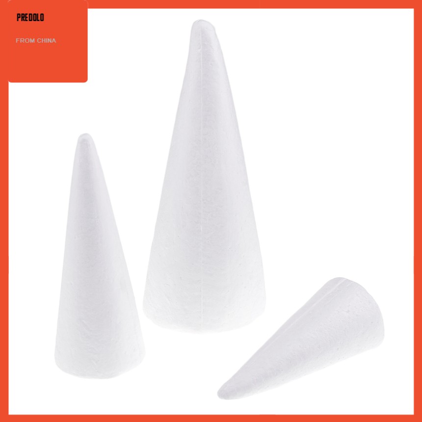 3pcs Busa Styrofoam Bentuk Kerucut Ukuran 15 / 20 / 25cm Untuk Kerajinan Handmade Diy