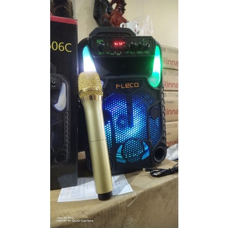 paket speaker portabel  fleco f8606c free mic wireless promo