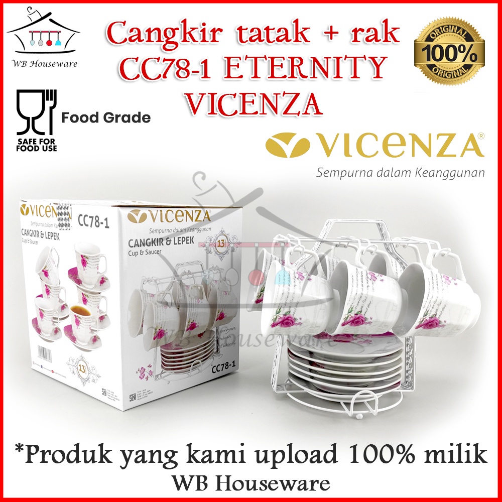vicenza cup and saucer / cangkir set + tatakan / tea set ceramic motif eternity CC78-1