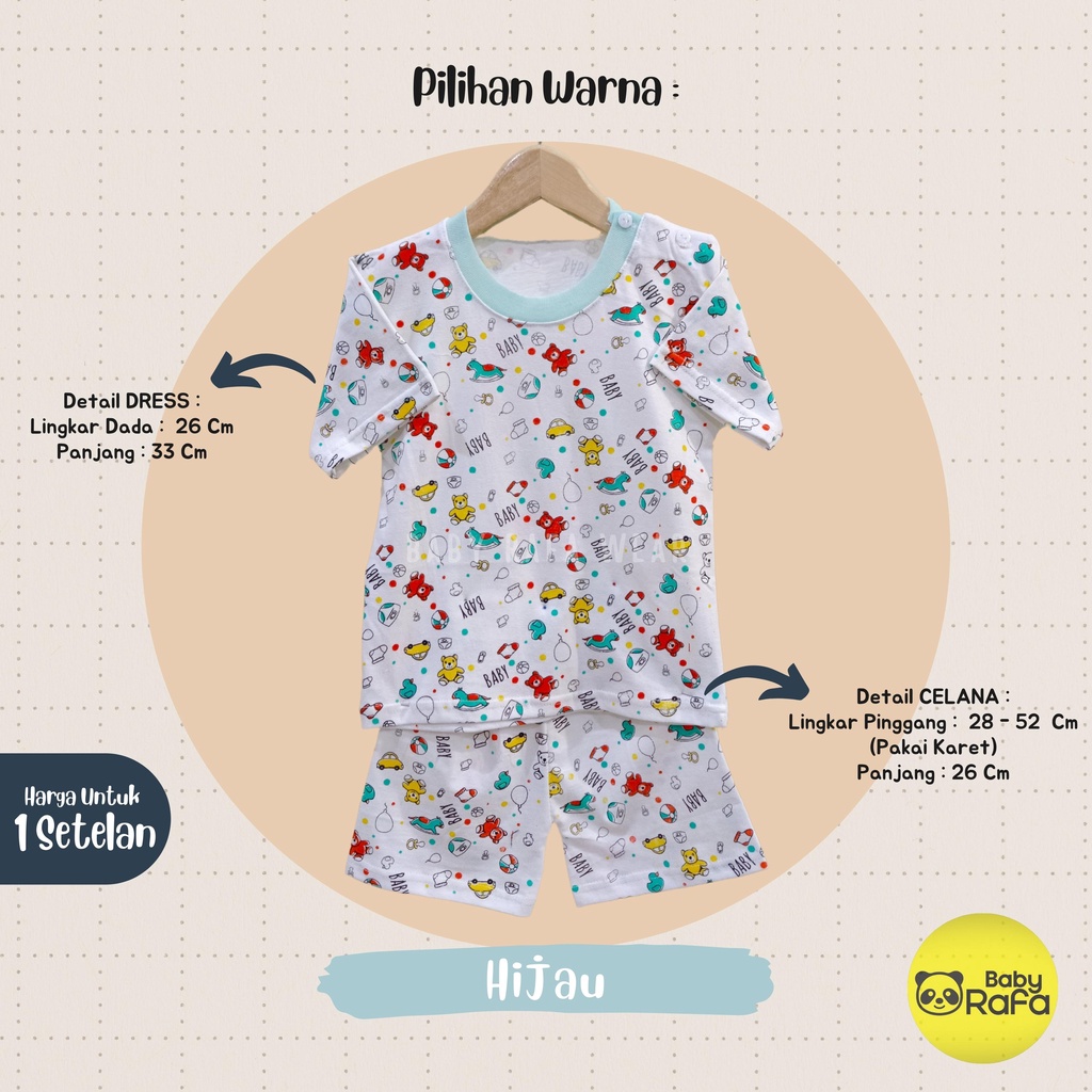 Setelan Baju Bayi Pendek Kancing Bahu 0 - 6 Bulan merk SNI SAFFENDA / FEELLOVEBABY-1